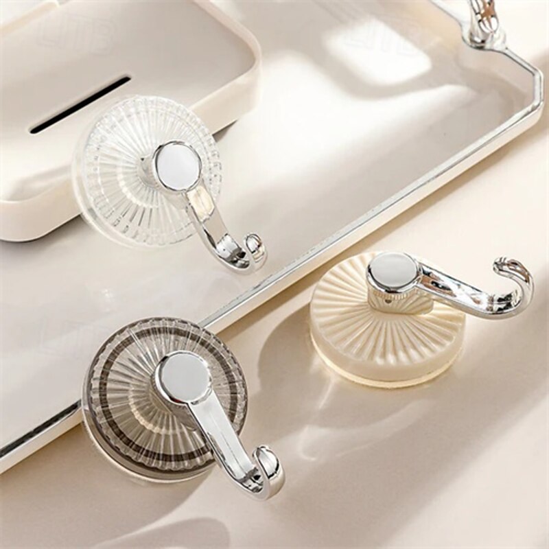 4PCS Powerful Suction Cup Hooks, No Drilling Luxury Bathroom Hooks, Heavy Duty Vacuum Adhesive Hooks for Towel, Robe, Kitchen, and Door Hanging4