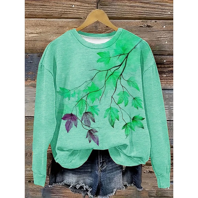 Women's Pullover Sweatshirt Floral Graphic Fashion Casual Long Sleeve Crew Neck Regular Tops Street Dailywear Casual Print Blue Purple Green Khaki Fall Winter4