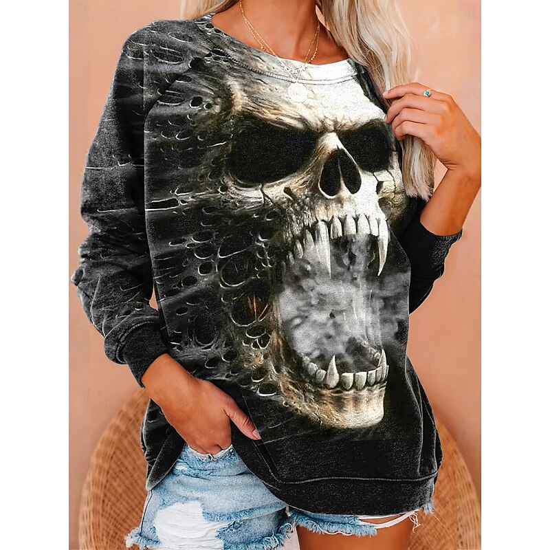 Halloween Women's Sweatshirts Graphic Fashion Casual Long Sleeve Crew Neck Regular Tops Street Dailywear Casual Print Black Blue Orange Brown Gray Fall Winter2