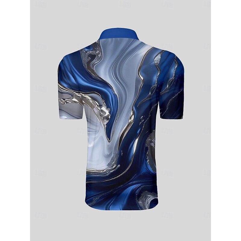 Men's Golf Polo Shirt Blue Short Sleeve Top Golf Attire Clothes Outfits Wear Apparel3