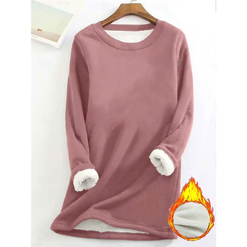 Women's Pullover Sweatshirt Graphic Plain Warm Casual Fuzzy Long Sleeve Round Neck Regular Tops Street Casual Drawstring Print Black Yellow Pink Dark Pink Red Spring Fall Winter3