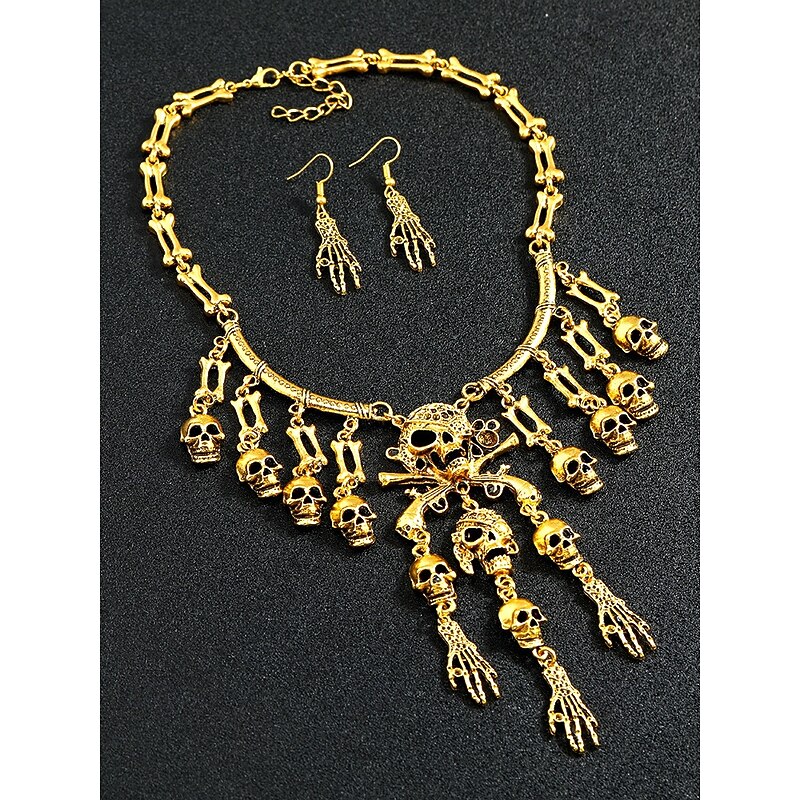 Women's Halloween Skull and Skeleton Necklace Set - Delicate Skull and Bones Pendant - Perfect for Halloween Parties and Costumes3