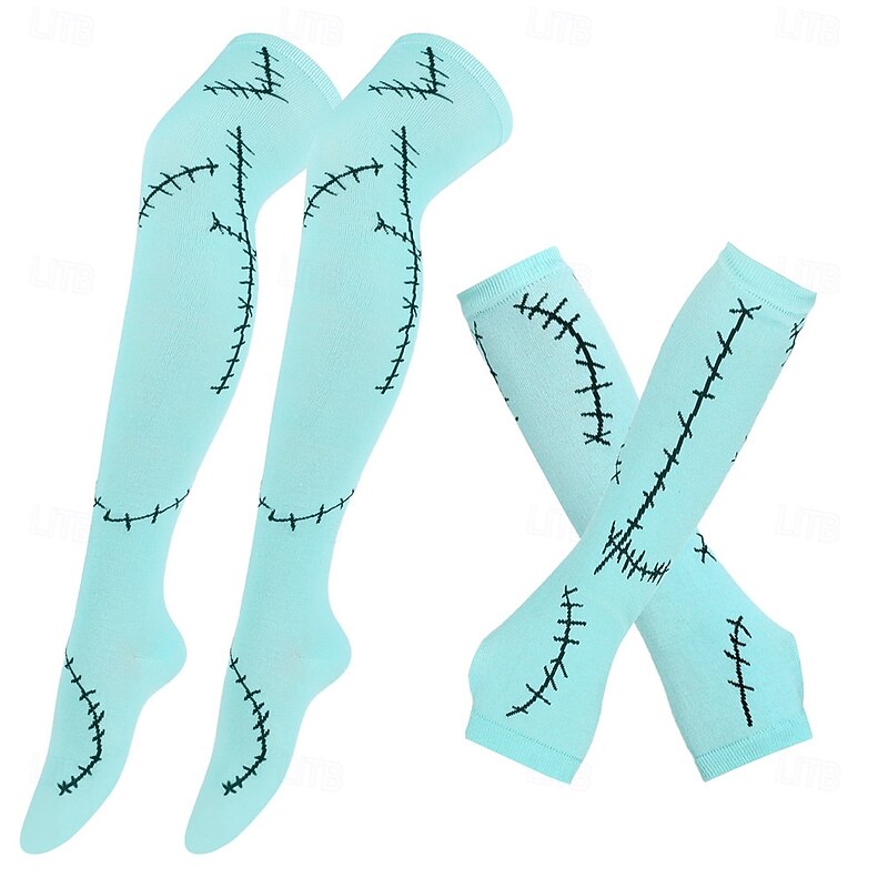 Sally Halloween Gloves Accessories Set Socks The Nightmare Before Christmas Horror Scary Costume Adults' Women's Halloween Carnival Performance Party Easy Halloween Costumes Dress Up