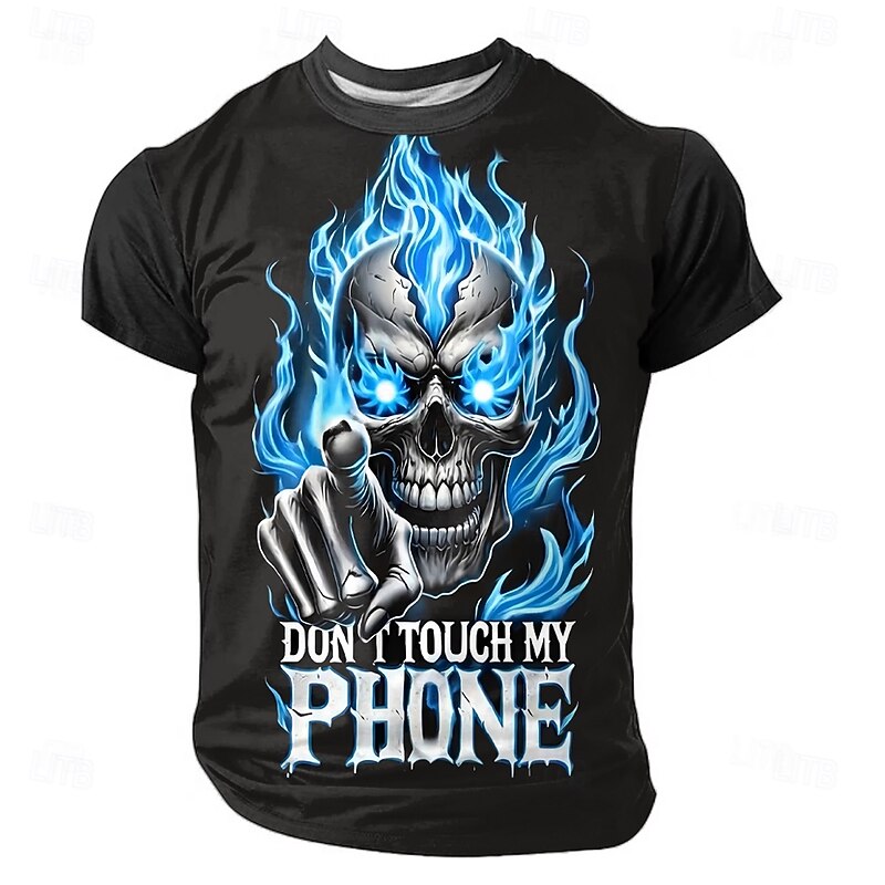 Halloween Men's Skull 3D T Shirt Short Sleeve T shirt 3D Print Crew Neck Shirt Exaggerated Designer Horror Party Street Holiday Blue Purple Green Summer Spring All Seasons Clothing Apparel S M L XL