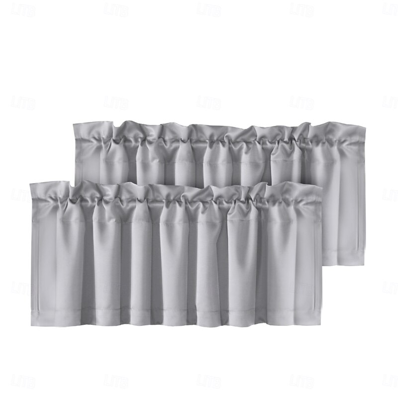 High-Density Blackout Solid Color Short Curtains, Bedroom Window Drapes, Plain Thermal Insulated Valance, Modern Minimalist Small Window Coverings3