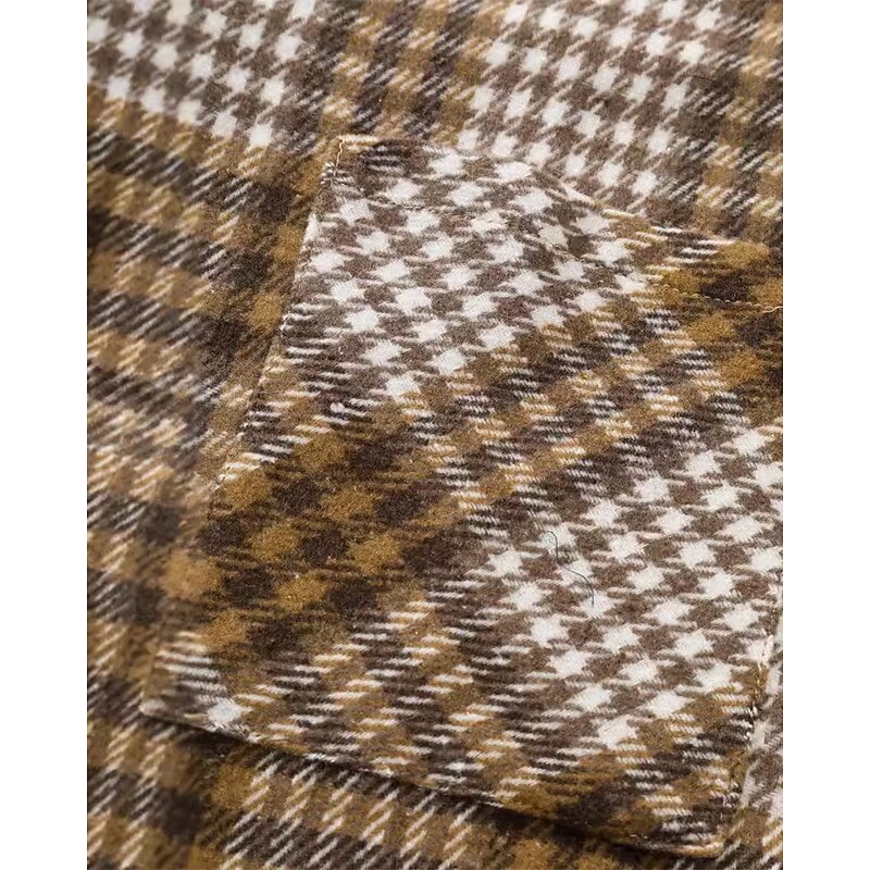 Men's Shacket Shirt Jacket Winter Jacket Plaid Vacation Daily Wear Khaki Long Sleeve Lapel Fall Winter Clothing Apparel Pocket3