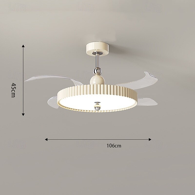 Ceiling Fan with Lights 106cm Dimmable LED 3 Color 6 Speeds Timing Reversible Blades with Remote Control, Household Fan Chandelier, indoor Low Profile Flush Mount Ceiling Fan3