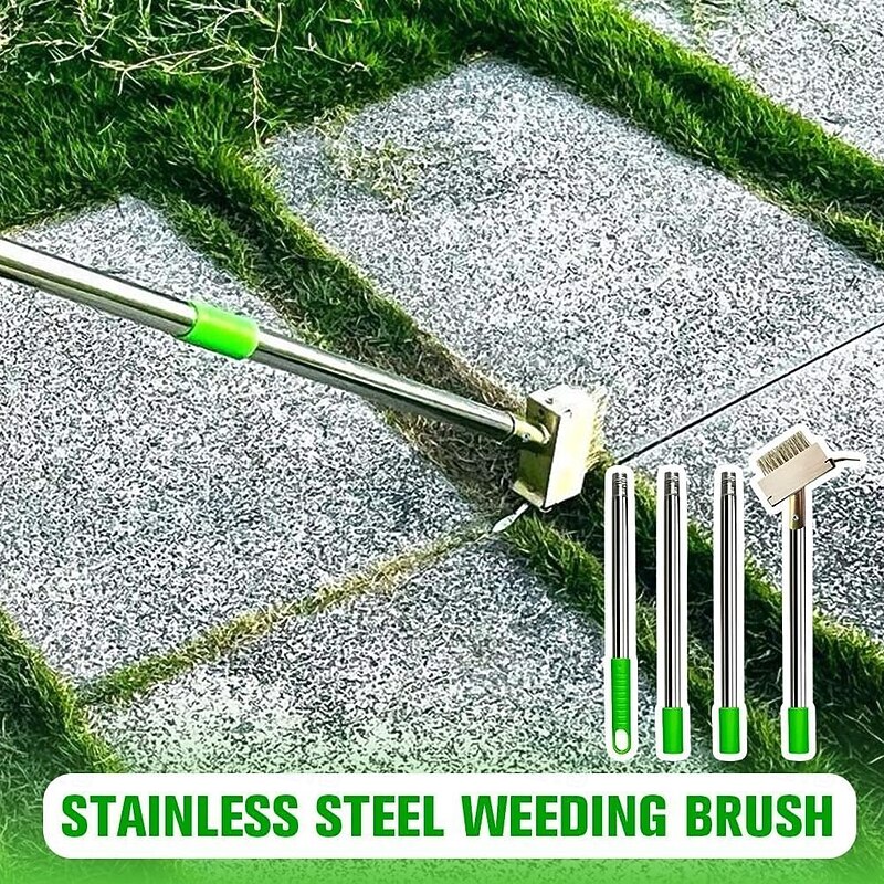 Stainless Steel Crack Weeding Tool with Adjustable Handle Manual Crevice Weeding Tool Green-Handled Metal Weeder for Driveways, Patios, and Garden Paths2
