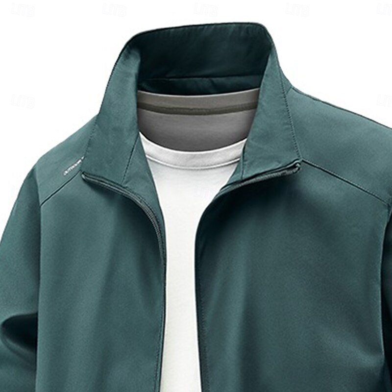 Men's Jacket Casual Jacket Outdoor Vacation Warm Zipper Pocket Fall Winter All Seasons Plain Vintage Fashion Standing Collar Short Black Navy Blue Green Khaki Gray Jacket2