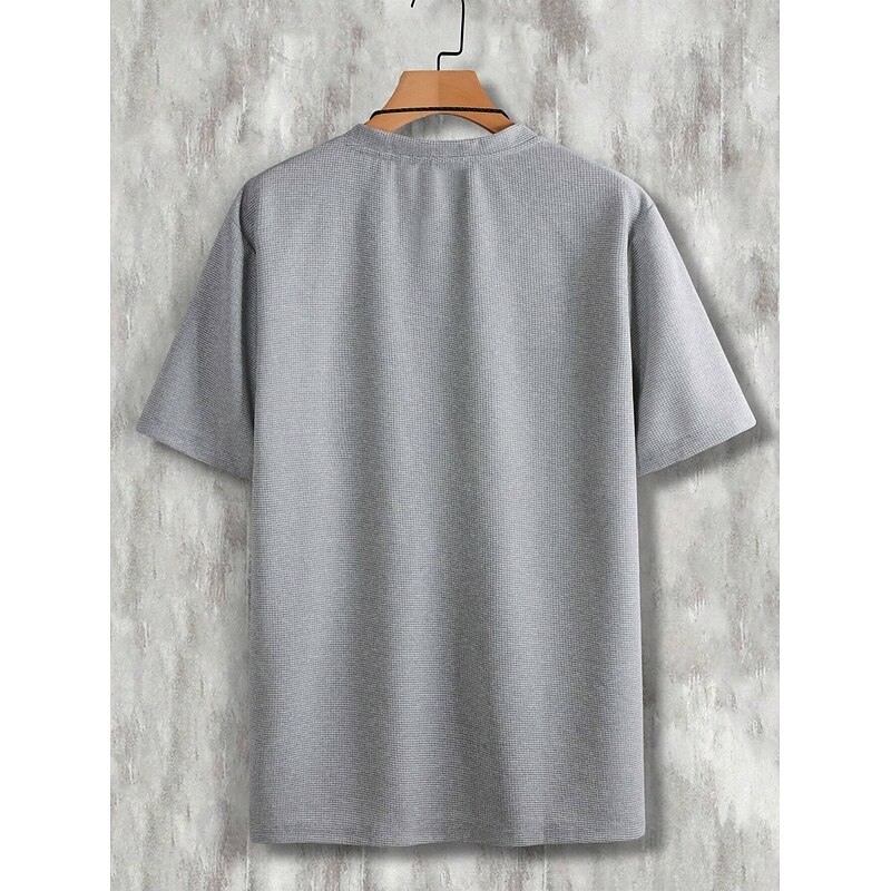 Men's Waffle Tee T Shirt Hoodie Tee Top Short Sleeve Short Sleeves V Neck Summer All Seasons Solid Color Textured Fashion Designer Sporty Basic Street Casual Going out Black Green Orange Top Tee for2