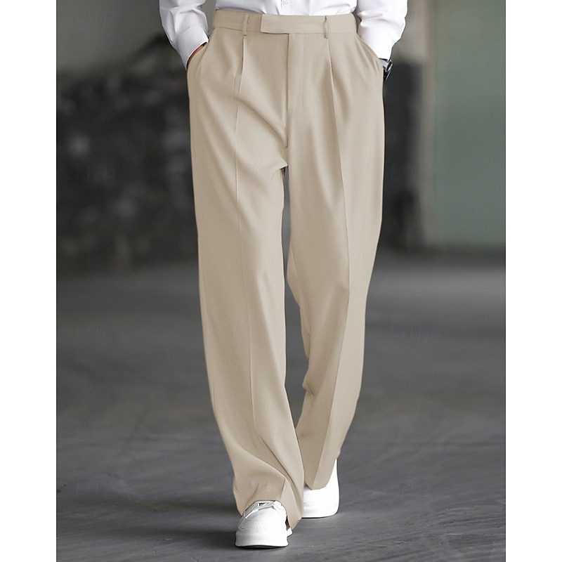 Men's Dress Pants Trousers Chinos Slacks Pocket Elastic Waist Plain Comfort Formal Party Work Fashion Classic Style Black Khaki Micro-elastic2