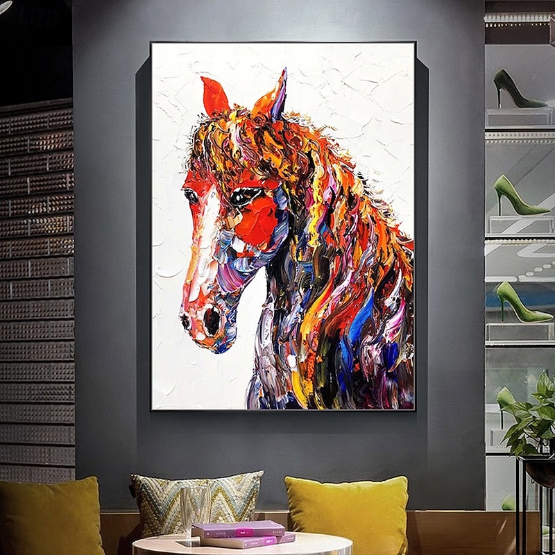 Oil Painting Hand Painted Vertical Animals Cartoon Modern Rolled Canvas (No Frame)3