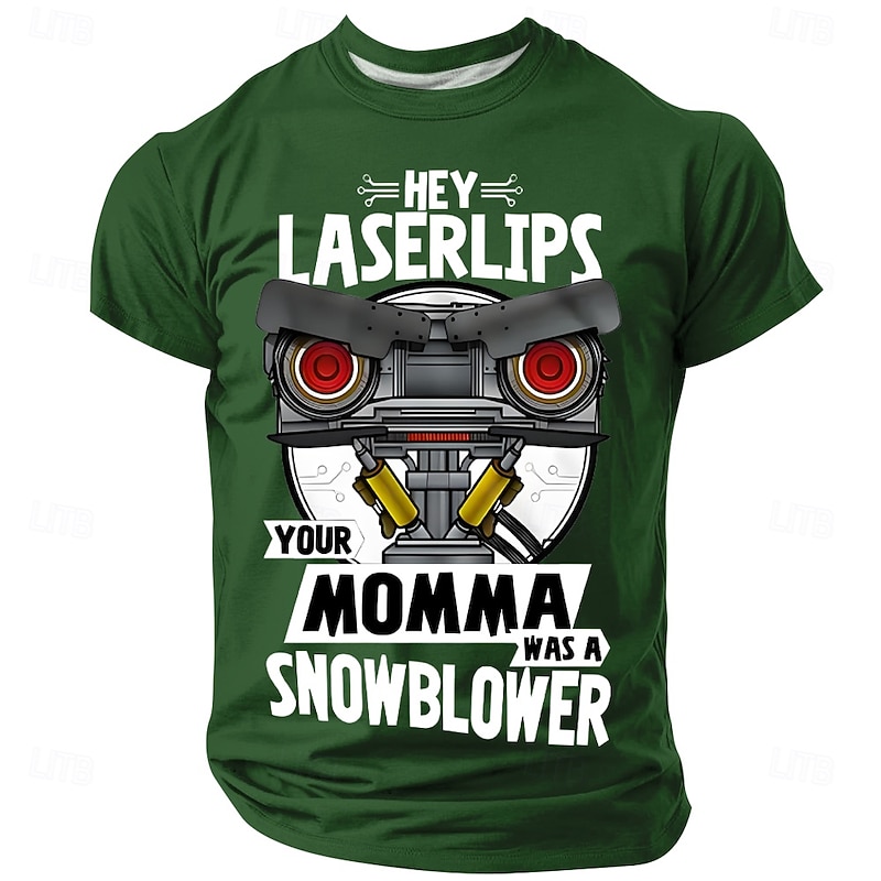 Men's Funny Johnny 5 Laserlips T-Shirt - "Your Momma Was a Snowblower" Sci-Fi Movie Graphic Tee3
