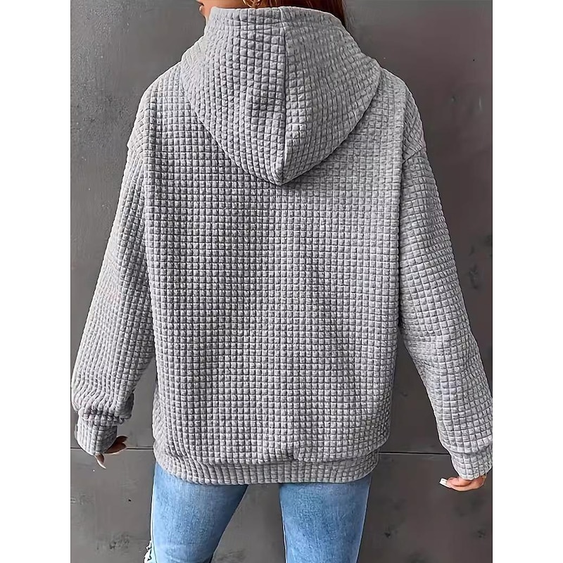 Women's Hoodies Plain Casual Long Sleeve Hooded Regular Tops Street Dailywear Pocket Print Black White Pink Army Green Dark Blue Fall Winter3