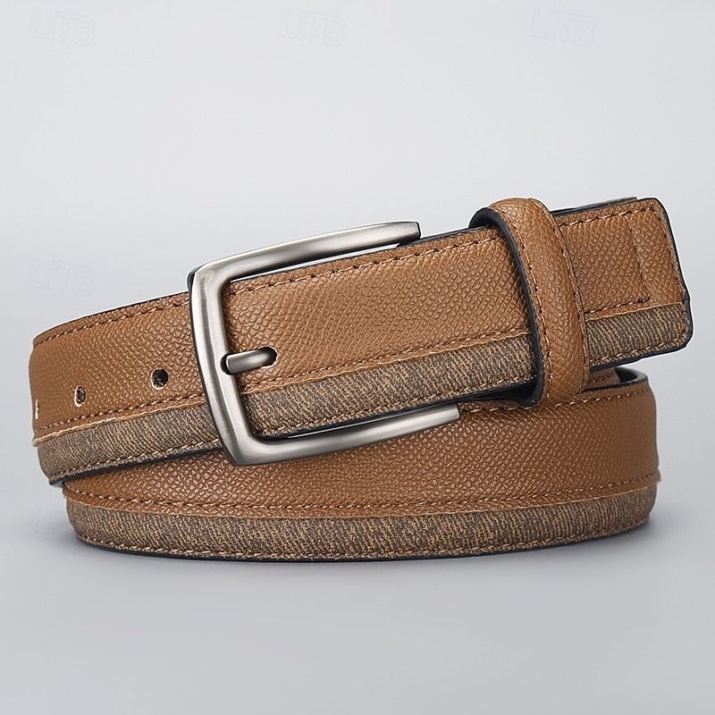 Men's Belt Waist Belt Blue Brown PU Leather Alloy Durable Adjustable Plain Outdoor Daily4