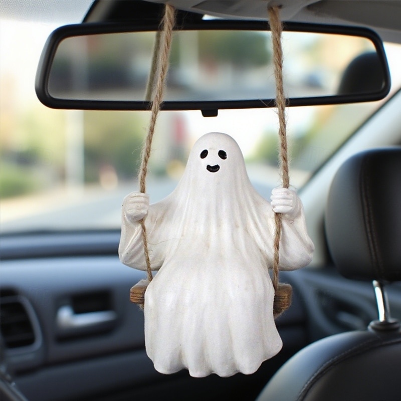 1 PCS Adorable Swing Car Charm Rearview Mirror Hanging Ornament for Halloween & Christmas Decor Perfect Gift Idea