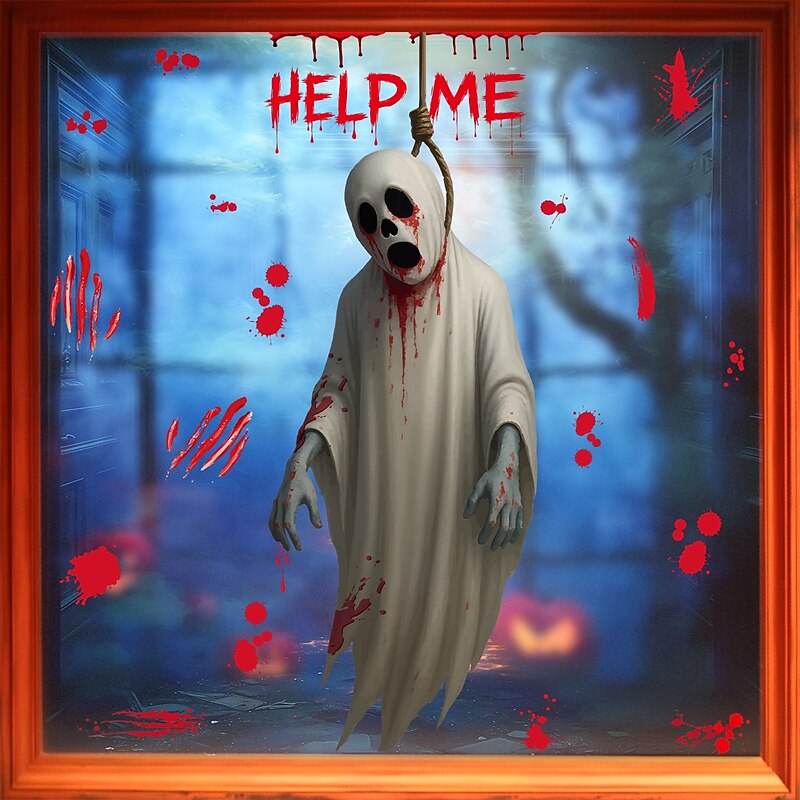 Halloween Window Cling Wall Sticker Decals Decorations, Scary Ghosts, Bloody Stains & Skulls, Static Cling, Halloween Party Home & Store Decor2