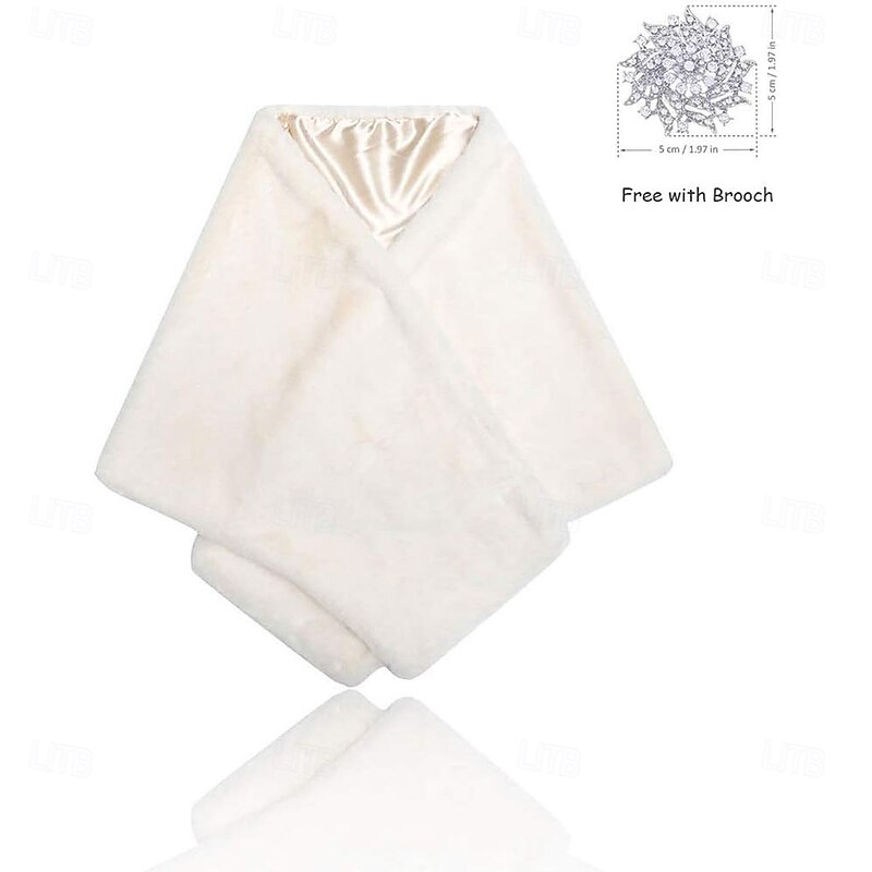 Women's Wedding Faux Fur Shawl and Wraps Bridal Fur Stole Cape Fur Scarf for Bride and Bridesmaids2