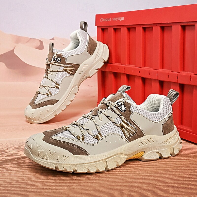 Men's Grey and Brown Multi-Use Sneakers – Versatile Hiking Shoes with Waterproof Design for Sports, Travel and Outdoor Activities4
