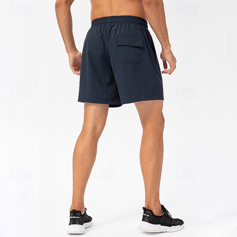 Men's Running Shorts Workout Shorts with Pockets High Waist Bottoms Athleisure Gym Workout Quick Dry Lightweight Gym Basketball Athletic Loose Fit Sportswear Activewear Solid Colored Black Blue Dark3