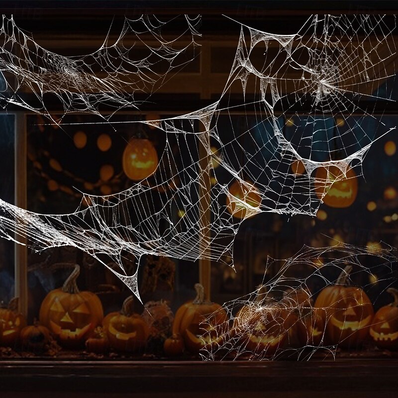 Halloween Window Cling Wall Sticker, Spider Web Glass Stickers, Removable Static Clings for Living Room Window Decoration Halloween Party Home Decor4