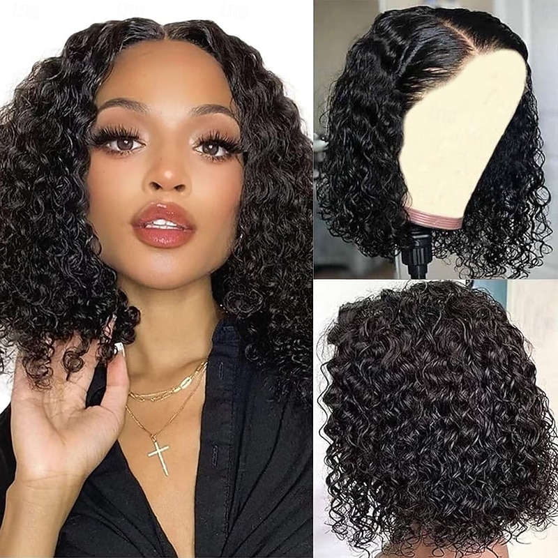 13x4 Curly Lace Front Wigs Human HairKinky Curly Human Hair Wig for Women Natural Black HD Transparent Lace Glueless Frontal Wigs Human Hair Pre Plucked