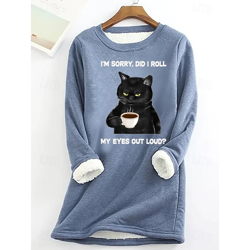 Women's Pullover Sweatshirt Animal Letter Casual Comfrt Long Sleeve Crew Neck Round Neck Regular Tops Street Dailywear Casual Print Pink Red Blue Gray Fall Winter