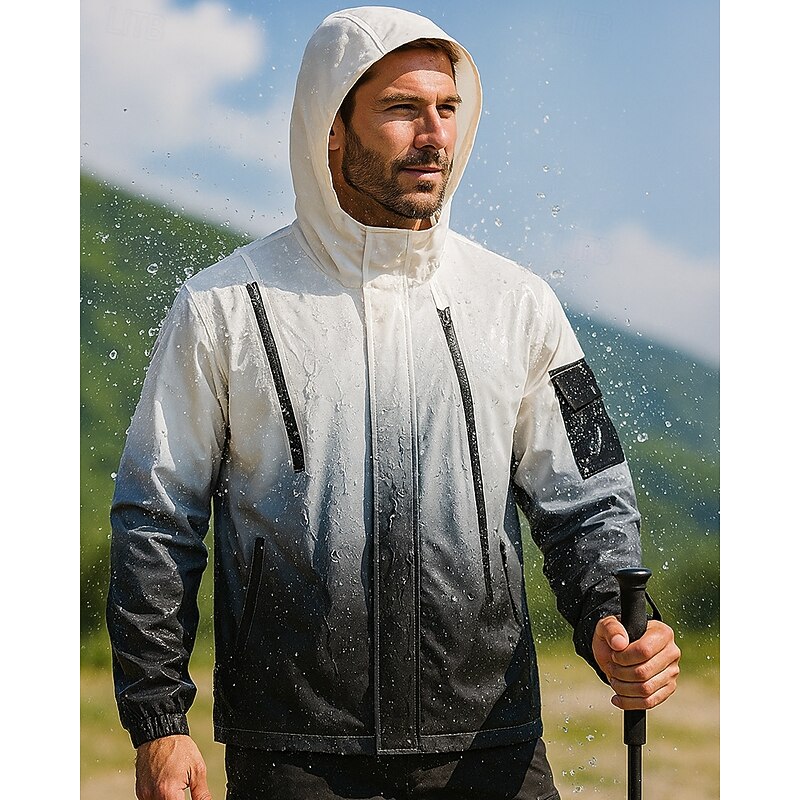 Men's Windbreaker Softshell Jacket Hiking Jacket Outdoor Waterproof Windproof Hiking Outfits Hiking Clothes Spring Autumn / Fall Top Camping / Hiking / Caving Running Gradient Black Pink Blue3