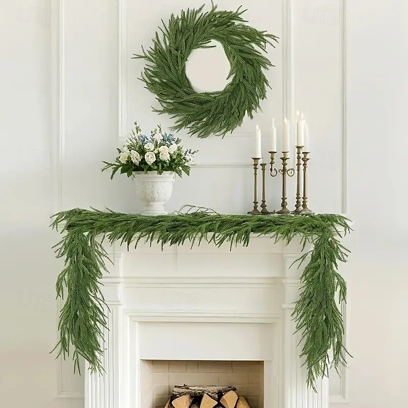 6ft Christmas Artificial Norfolk Pine Garland – Lifelike Green Vine for Dining Room, Mantel, and Outdoor Christmas Decor2