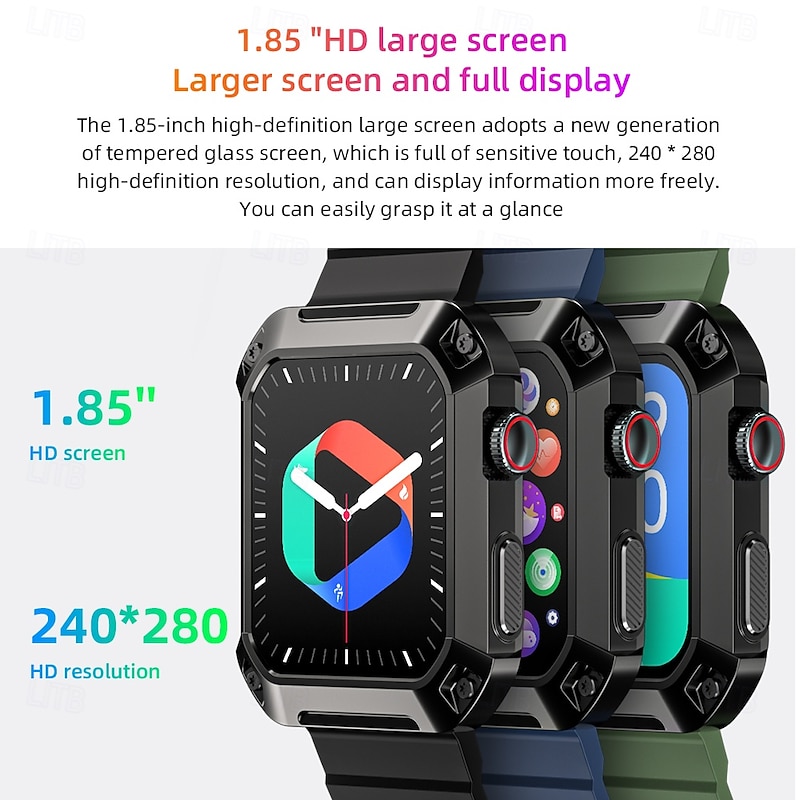 LOKMAT OCEAN 2 PRO Smart Watch 1.85 inch Smartwatch Fitness Running Watch Bluetooth Pedometer Call Reminder Activity Tracker Compatible with Android iOS Women Men Long Standby Hands-Free Calls2