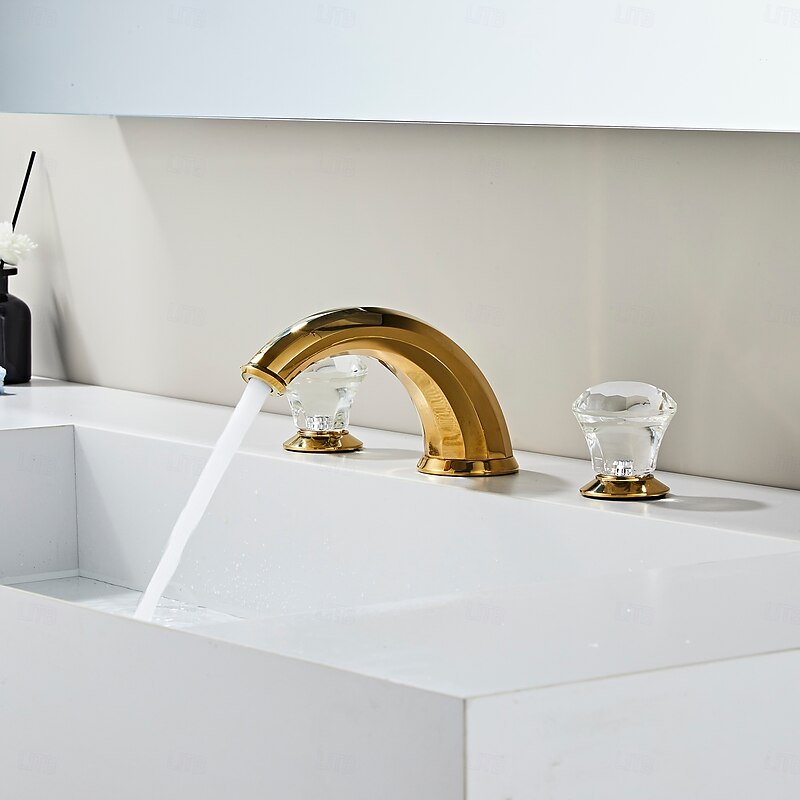 Bathroom Sink Faucet - Classic Electroplated Mount Outside Two Handles Three HolesBath Taps