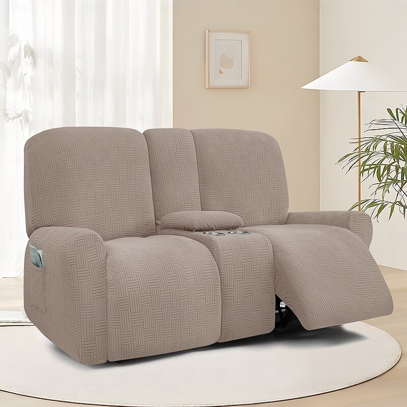 Recliner Chair with Cup Holders - 5x5 Grid Stitch Design, Modern Lounge Chair with Low Back for Living Room or Home Theater2