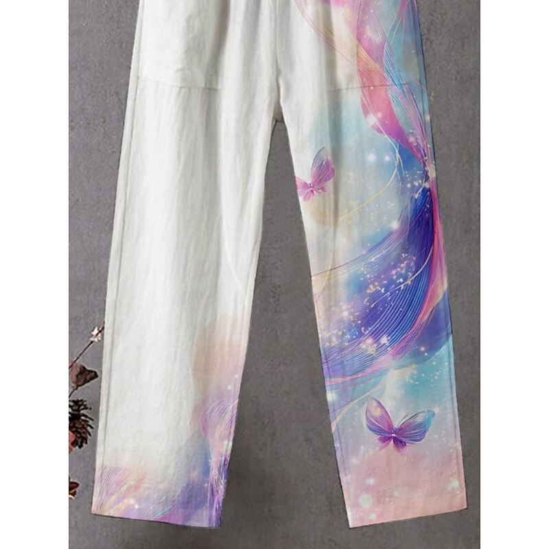 Women's Chinos Pants Trousers Streetwear Casual Full Length High Waist Gradient Elastic Waist Print Breathability Comfortable Stretchy Vacation Street Daily Wear Purple Summer Spring Fall Regular Fit3