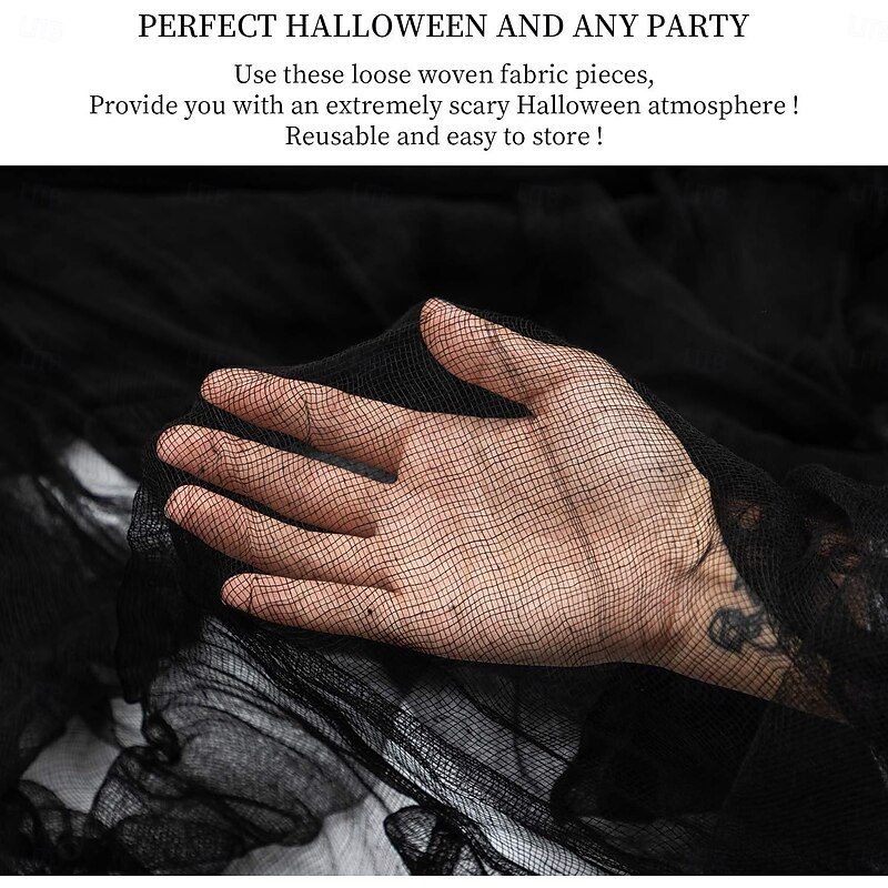 Halloween Creepy Black Cloth, Spooky Gauze Fabric for Haunted House Decorations, Halloween Party Curtains for Doorways, Windows, Entryways & Outdoor Decor2