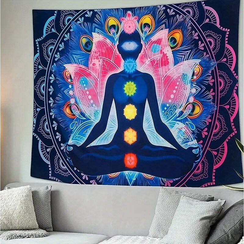Tapestry Wall Hangings Yoga Meditation Flower Chakra Galaxy Lotus Mystic Outdoor Bedroom Living Room Dorm Home Decor4