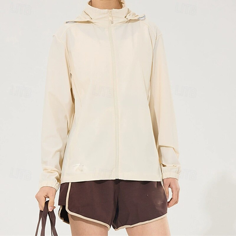 Women's Casual Jacket Sun Protection Comfortable Zipper Pocket Fashion Outdoor Plain Going out Weekend Zipper Regular Hooded Regular Fit Long Sleeve Outerwear Light Pink Light Blue Pink Summer3