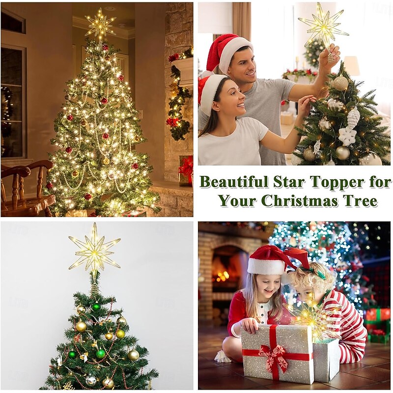 Christmas Decoration Christmas Iron Tree Top Star Christmas Tree Glowing Star Five-p\Pointed Star Decoration Pendant3
