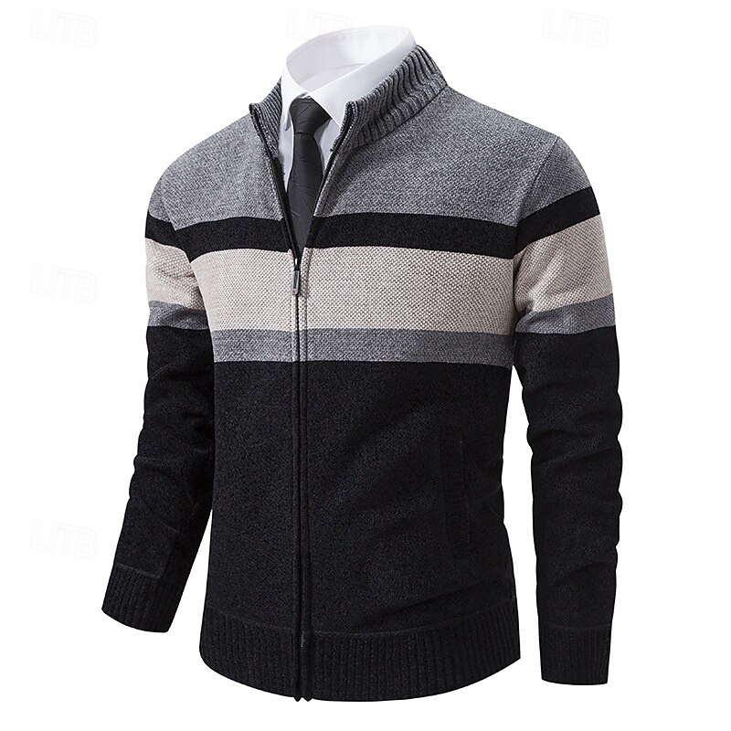 Men's Sweater Dress Sweater Cardigan Sweater Zip Sweater Knit Sweater Ribbed Knit Regular Tops Knitted Ribbed Plain Turtleneck Fashion Shawls Office Casual Clothing Apparel Fall Winter Burgundy Navy4