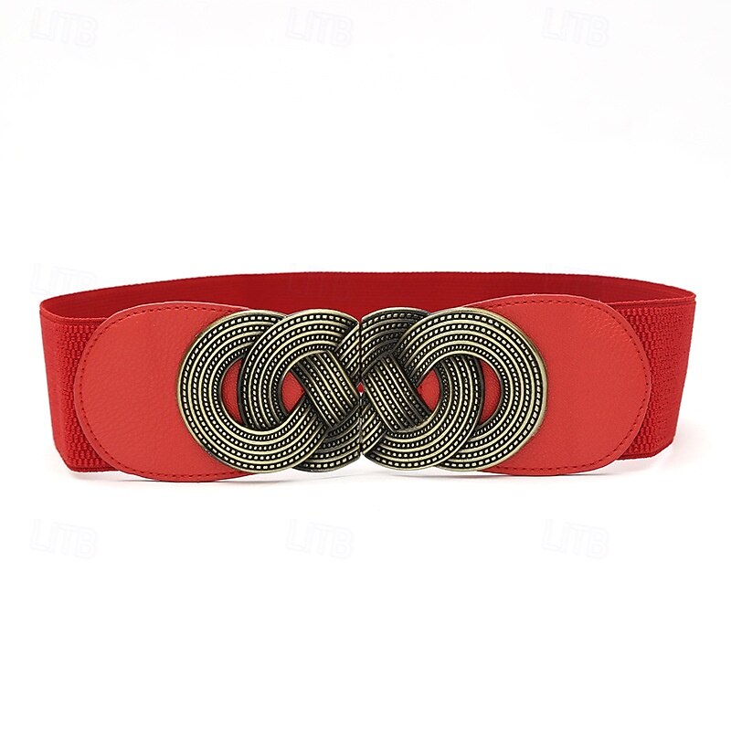 Women's Belt Alloy Black Red Camel Wide Belt Outdoor Daily Pure Color3