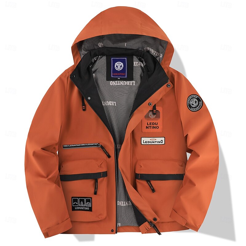 Men's Softshell Jacket Sport Coat Hiking Jacket Windcheater Jacket Sports Outdoor Casual 3 In 1 Waterproof Zipper Pocket Fall Winter Solid Color Active Hooded Short Black White Dark Red Jacket4