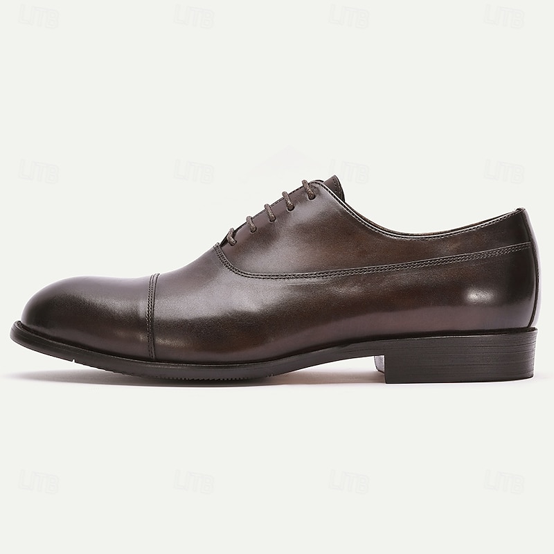 Men's Brown Oxford Dress Shoes – Premium Leather Cap-Toe Shoes for Weddings, Office and Formal Events3