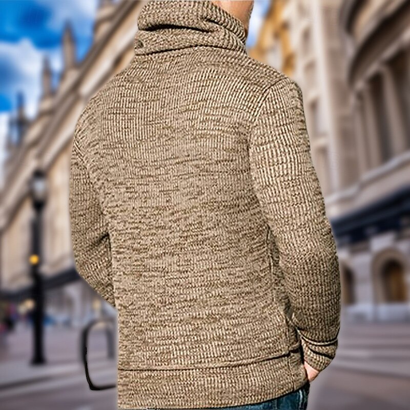Men's Pullover Sweater Jumper Knit Sweater Ribbed Knit Regular Tops Pocket Knitted Plain Hooded Fashion Basic Vacation Daily Wear Clothing Apparel Fall Winter White Brown M L XL2