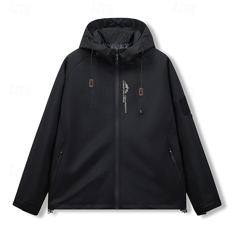 Men's Jacket Casual Jacket Outdoor Vacation Warm Zipper Pocket Fall Winter Plain Fashion Streetwear Standing Collar Regular Black Purple Green Beige Jacket