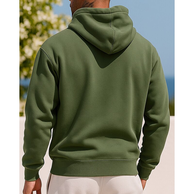 Men's Casual Sweatshirt Pullover Hoodie Buttons Long Sleeve Top Athleisure Solid Colored Fashion Warm Outdoor Travel Sports Sportswear Activewear Wine Red Black Blue2