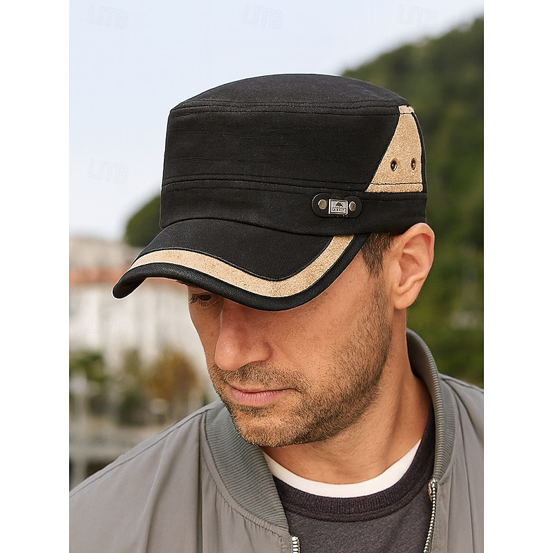 Men's Cotton Canvas Cadet Military Cap – Adjustable Patrol Hat with Curved Brim, Vent Eyelets & Logo Detail, Lightweight Breathable Style for Hiking, Fishing, Travel & Everyday Outdoor Wear2