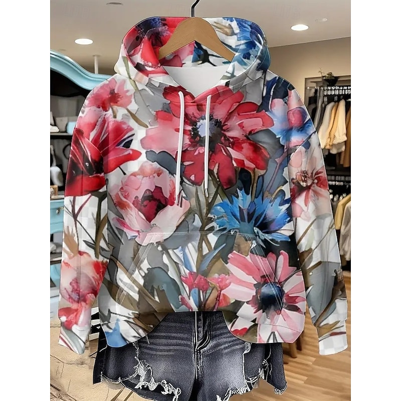 Women's Pullover Hoodie Sweatshirt Graphic Halloween Casual Long Sleeve Hooded Regular Tops Party Evening Wear Street Dailywear Red Spring Fall Winter