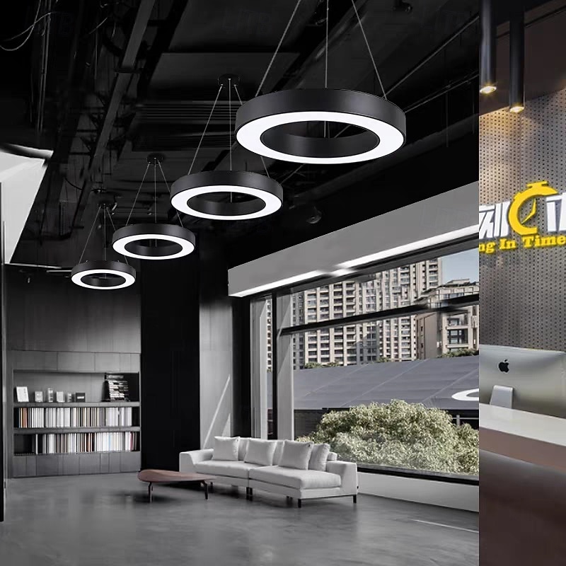 Dimmable Pendant Light 40/60/80cm LED Chandelier Adjustable Note Design Modern for Home Livingroom Lighting ONLY DIMMABLE WITH REMOTE CONTROL3