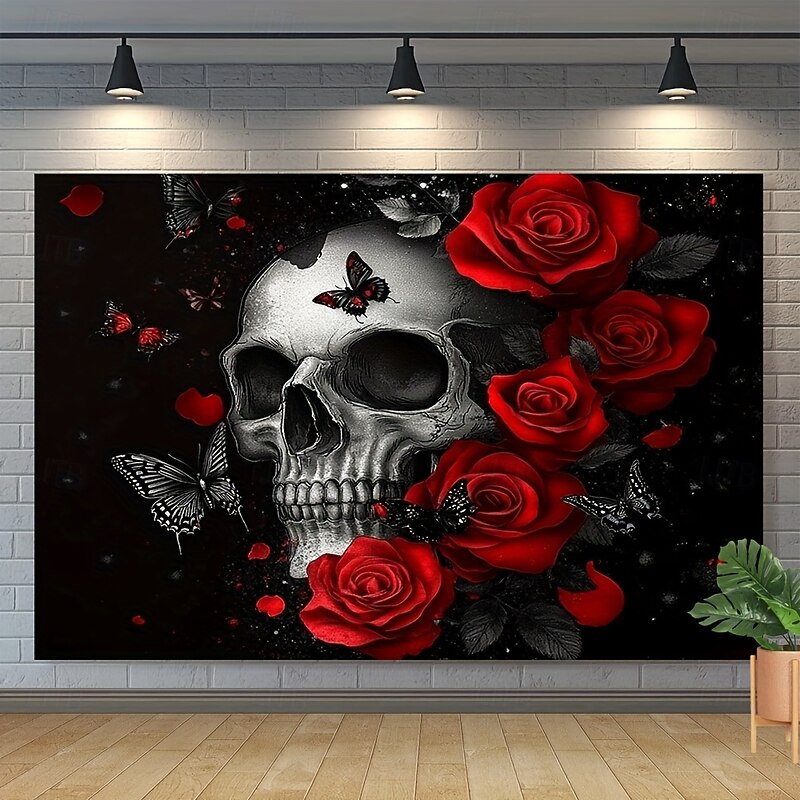 Grim Reaper Tapestry Cyberpunk Death Skeleton Wall Hanging with Scythe Futuristic Subway Moon Scene Wall Decoration for Bedroom Gaming Room Party3
