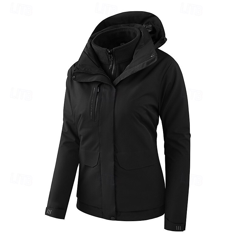 Women's Hiking Jacket Thermal Jacket Outdoor Windproof Top Black Yellow Pink Red Purple3