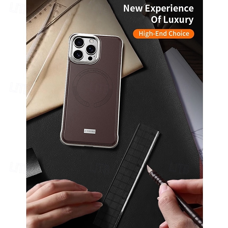 Phone Case For iPhone 17 Pro Max 17 Air 16 Pro Max Plus 15 Pro Max Plus Back Cover Support Wireless Charging Shockproof Retro TPU PU Leather3